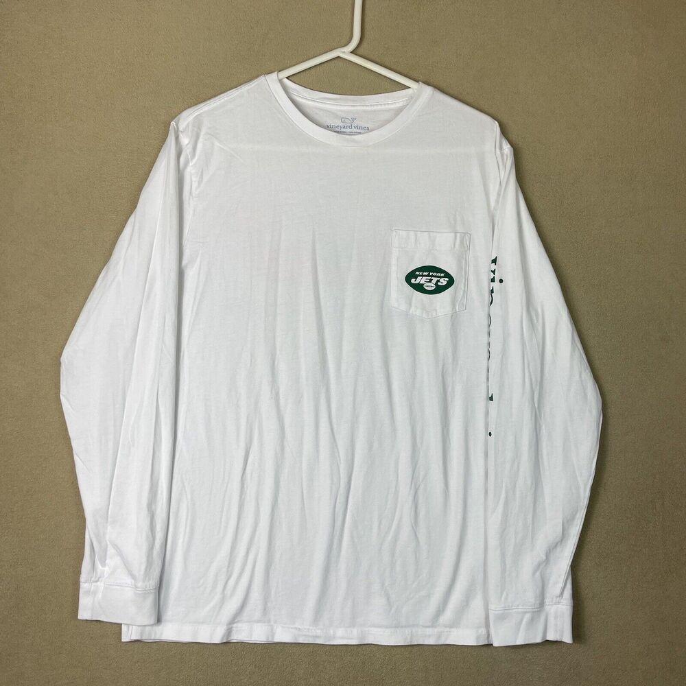Vineyard Vines T-Shirt Men Large White Long Sleeve Relaxed Fit Crew Neck Adult